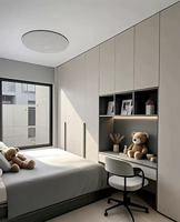Set Perabot Kamar Tidur Modern yang Dapat Disesuaikan, Terintegrasi Tempat Tidur, Meja, dan Lemari dengan Desain yang Dapat Diperpanjang untuk Apartemen, Bahan Kayu