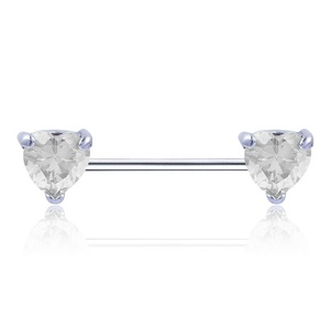 Anneaux de tétons en acier inoxydable en forme de cœur avec zircon, bijoux de piercing corporel sexy pour femme - Product Image 6