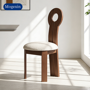 Vintage Key Shape <b>Dining</b> <b>Chair</b> Retro Mid-Century Modern Side <b>Chair</b> Solid Wood Black Finish Upholstered <b>Chair</b> for Home Restaurant - Product Image 3