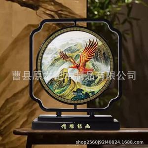 Marco de Exhibición para Bordados de Suzhou, Hecho a Mano en Madera, Adorno Tradicional para Regalo, Cuadrado, para Sala de Estar, Estudio o Entrada - Product Image 5