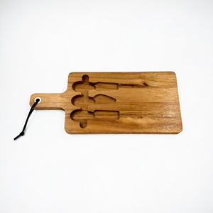 Acacia Wood <b>Cheese</b> <b>Knife</b> And Fork <b>Set</b> With Cutting Board Portable For <b>Cheese</b> Serving - Product Image 2