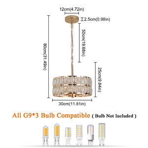 <strong>UK</strong> Warehouse Dropping Modern Iron Crystal <strong>Gold</strong> <strong>Chandelier</strong> Pendant Light for Kitchen Home Hanging - Product Image 2