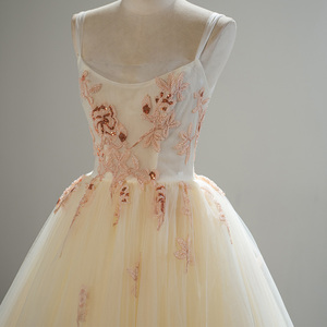 Robe de bal en tulle champagne clair Sfy242 avec bretelles, robe de bal pour Sweet 16, robe de soirée formelle Jancember - Product Image 2