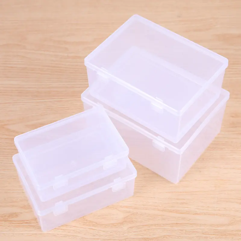 Recipiente de plástico com fivela dupla Caixa de embalagem PP transparente Caixa de armazenamento de plástico quadrada transparente multifuncional portátil