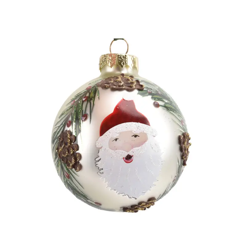 Sfere di vetro dipinte su misura con motivo logo, decorazione dell'albero di Natale, ornamenti per feste, 8cm