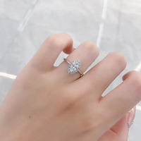 Bague de fiançailles en platine Pt950 avec diamant de laboratoire CVD certifié IGI, taille marquise, 2 griffes, design Angel Eye distinctif et exquis