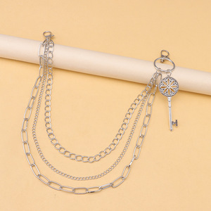 จี้กุญแจสไตล์เรโทรสุดเท่ห์ สายคาดเอวโลหะหลายชั้น สำหรับใส่ทุกวัน แฟชั่นฮิปฮอปสำหรับทุกเพศ  โซ่คล้องตัว  ทำจากโลหะผสมสังกะสี - Product Image 4