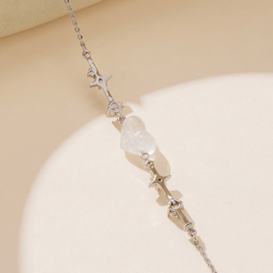 Bracelet chaîne plaqué argent avec pendentif cœur en zircon serti griffe, cadeau romantique pour femme - Product Image 2