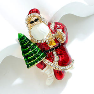 Vente en gros de corsages à la mode Cadeaux de Noël Épingles à bijoux Broches Claus Broche mignonne en forme de strass - Product Image 4