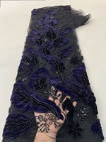 NI.AI Luxe Haute Qualité Broderie Florale Filet Perlé Dentelle Velours Flocage Séquence Avec Perles pour Robe De Mariée Matériaux