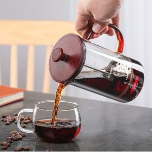 Cafetière à piston en verre borosilicate moderne et personnalisable, 400 ml/800 ml, avec couvercle en bambou, sans BPA, résistante à la chaleur, pour la vente en gros - Product Image 1