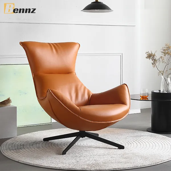 Silla de cuero para sala de estar, sillón moderno de ocio giratorio de 360 grados, venta directa de fábrica