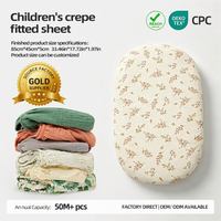 Drap-housse en mousseline de coton pour berceau, motif floral, 33,5x17,7x2 pouces, doux et confortable, 200TC, pour bébé de 0 à 3 ans, toutes saisons