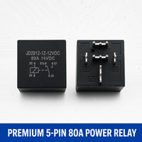 Relais automobile JD2912-1Z-12VDC 12V 80A 5 broches pour circuit imprimé, bornes pointues 9,5 mm, relais de puissance haute intensité SPDT pour voiture et camion
