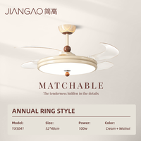 Ventilateur de plafond décoratif style français avec éclairage, effet d'ombre de pétale, rétractable et invisible, pour gîte, café, restaurant, usage commercial
