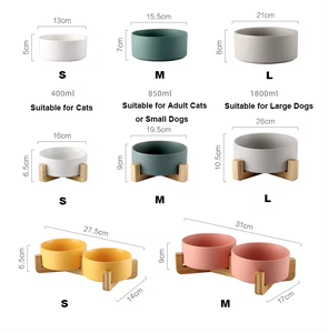 Productos para Mascotas Más Vendidos, Soporte para Dos Tazones con Marco de Madera y Comederos de Cerámica - Product Image 3