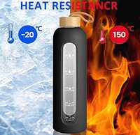 Marqueur de temps de motivation personnalisé, bouteille d'eau en verre de 1000ml 32oz avec manchon en silicone