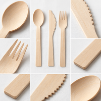 Ensemble de couverts en bambou jetables, cuillère, couteau, fourchette, vaisselle durable et écologique, ustensiles de table en bambou, design de couverts en bambou pour le déjeuner et le dîner