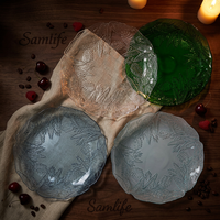 Samlife-PL19014 Assiette de Présentation Personnalisée en Verre Vintage, Embossée pour Mariage, Sous-Assiette de Dîner