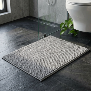 Tapis de salle de bain en microfibre gris Standard Plus, antidérapant, séchage rapide, lavable, 60x50 cm - Product Image 1