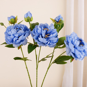 Fleur artificielle pivoine colorée 72 cm de haut, simulation réaliste, en fil de plastique et tissu, branche unique, pour décoration de mariage - Product Image 3