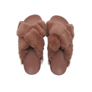 GRS Lady Winter Fashion pantofole in pelliccia sintetica cross upper slide home warm Flat sandal con supporto anatomico per arco e coppettazione del tallone - Product Image 5