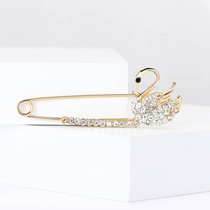 女性用ファッションカーディガンショールウェディング子供用合金ラインストーン白鳥ラペルピンブローチ - Product Image 2