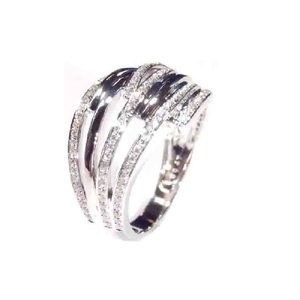 Nouvelle Arrivée Design Tendance Or Blanc 18K Diamant Véritable Sertissage Pavé Classique Bagues Épaisses Torsadées pour Fiançailles, Fêtes et Anniversaires - Product Image 2