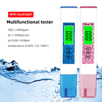 Testeur de pH numérique portable 0-14pH TDS EC avec mesure de température ATC pour hydroponie et piscine