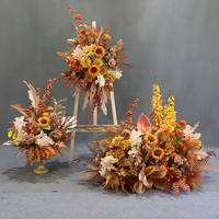 Allée de fleurs artificielles de couleur caramel, décor de mariage, ton d'automne, fausses fleurs pour arrangement de toile de fond, installation au plafond