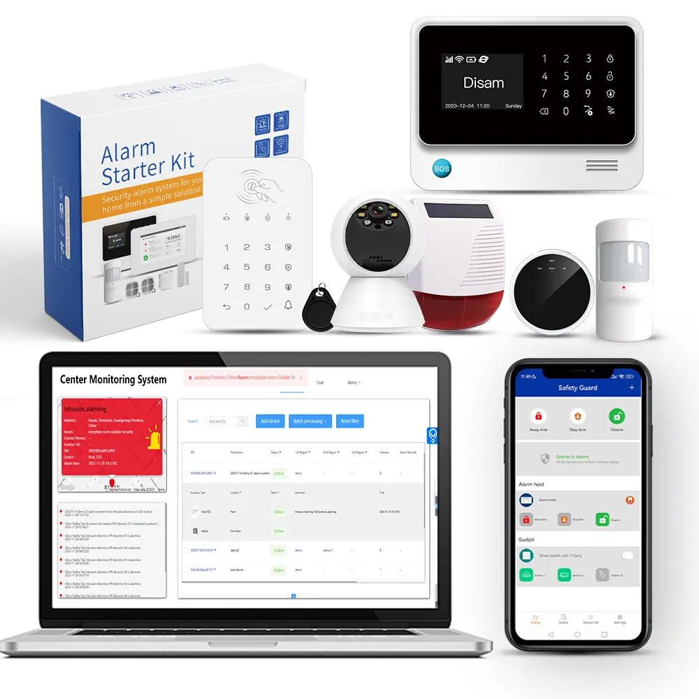 2024 kabellos 4G WLAN heimsicherheit smart alarm-system-kit mit PIR-bewegungssensor tür sensor unterstützt OEM ODM-dienst OEM