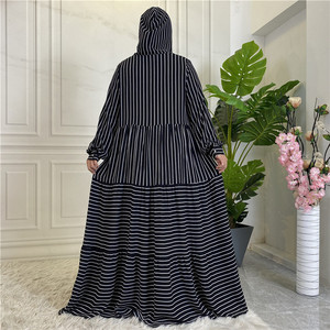 Robe à capuche rayée du moyen-orient pour femmes musulmanes, vêtements arabes islamiques, voile pour u hijab store dubaï abaya achats <span class=keywords><strong>en</strong></span> <span class=keywords><strong>ligne</strong></span> - Product Image 5