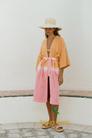 KY Kimonos en coton pour femmes grande taille taille Robes à nouer propriétés thermiques demi-manche longueur genou motif plage hôtel vêtements de nuit