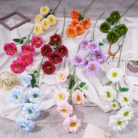 Fleurs artificielles d'hibiscus à 6 têtes pour mariage, décoration intérieure, arrangements floraux DIY, moulage par injection, toile de fond de fête, mur floral, vente en gros