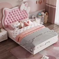 Lit double pour enfants King Size, cadre de lit en forme d'animal, design de dessin animé, lit en forme de chat