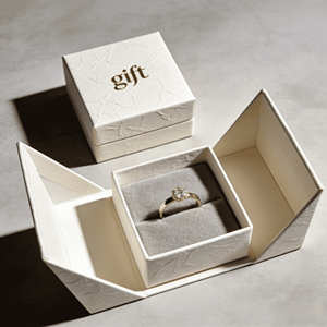 กล่องใส่เครื่องประดับกำมะหยี่หรูหราแบบกำหนดเอง กล่องใส่แหวนกระดาษรีไซเคิลรักษ์โลก สำหรับบรรจุภัณฑ์ของขวัญงานหมั้นงานแต่งงาน - Product Image 4