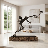 Sculpture de photographe abstraite en bronze foncé, base en marbre, artisanat moderne de luxe fait main, ornement de décoration intérieure