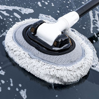 Brosse de lavage de voiture à manche courbé en microfibre douce, sans rayures, outil de nettoyage automobile, poignée ergonomique, longue perche extensible