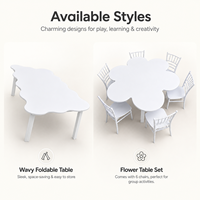 Ensemble de table et chaises pliantes légères en bois en forme de fleur pour fêtes d'enfants, événements d'anniversaire, fêtes en plein air et location