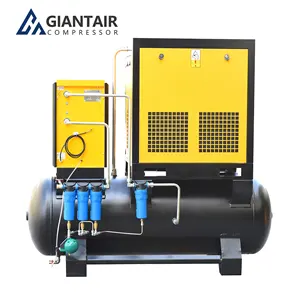 Giantair Energy Saving 11kw 15hp All In 1 Silent Variable Frequency Screw Air Compressor With Air Dryer With Tank