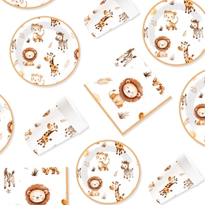 DAMAI - Juego de Vajilla Desechable con Temática de Jungla para Fiestas de Cumpleaños, Platos, Servilletas y Vasos de Papel para Decoración de Fiestas Infantiles - Product Image 4