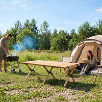 Table de pique-nique pliable en bois de pin, design moderne, durable, légère, facile à transporter, pour extérieur, ferme, parc, cour, balcon, camping