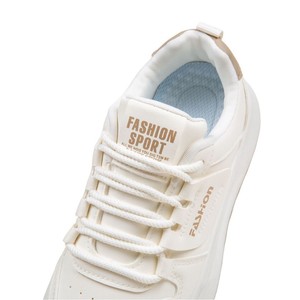 [Personnalisé] Chaussures décontractées épaisses à semelle souple et antidérapante pour femme, à bout rond et laçage frontal, style Joker blanc automne - Product Image 3