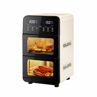 Friteuse à air carrée de 20 litres avec double panier, compatible VR, en acier inoxydable, commande tactile, multifonctionnelle