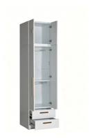 Armoire à vêtements autoportante moderne en acier, placard métallique laminé à froid avec 2 tiroirs pour le rangement des chambres d'appartements et d'hôtels