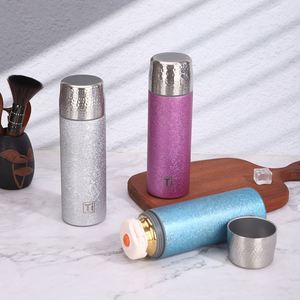 480ml Titanium Coated Double Wall Vacuum Insulated Cup Hammered Texture <b>Tea</b> <b>Infuser</b> <b>Tea</b> Water Separation Business Gift Tumbler - Product Image 2