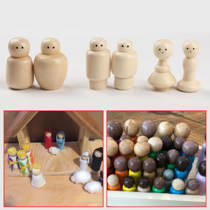 Ensemble de figurines en bois pour enfants, jouet artisanal à faire soi-même avec yeux imprimés et finition vernie, pour les enfants de 2 à 4 ans - Product Image 5