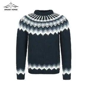 AiNear批发定制标志设计来样定做 & odm长袖半领北欧冰岛民族男士羊毛针织套头毛衣