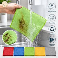 Lot de torchons de cuisine en microfibre double face réutilisables pour le nettoyage et l'usage quotidien