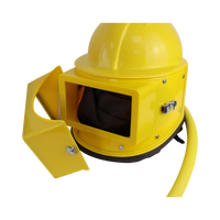 Casque de sablage à air comprimé avec respirateur et large fenêtre, bandeau réglable pour la protection de l'opérateur